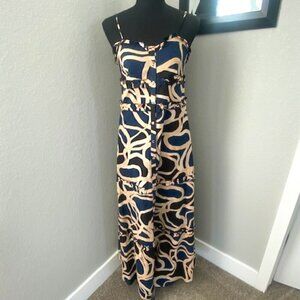 BIRD & KNOLL "Connie" Button-Front Tiered Maxi Resort Sundress XS
